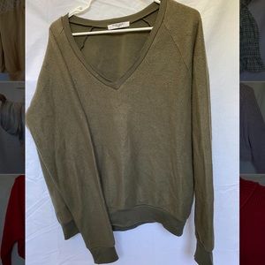 Project Social T olive green v-neck long sleeve